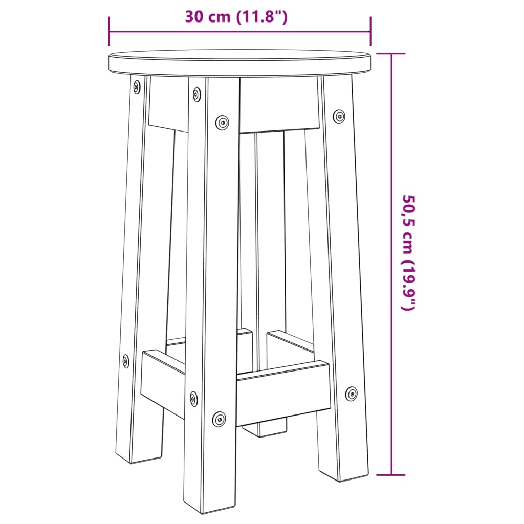 vidaXL Σκαμπό Μπαρ 2 τεμ. από Μασίφ Ξύλο Πεύκου