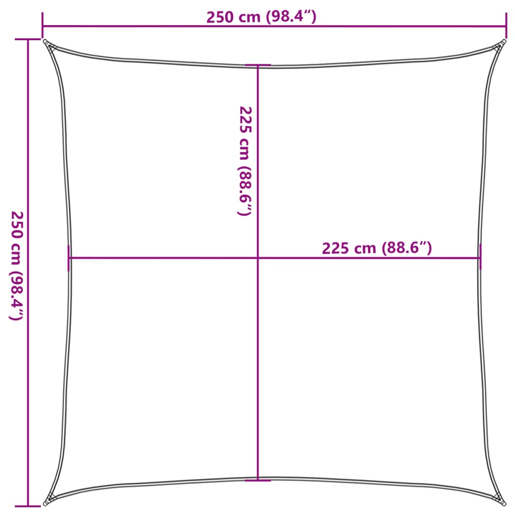 vidaXL Πανί Σκίασης Τετράγωνο Αν. Γκρι 2,5x2,5 μ. από HDPE 160 γρ./μ²