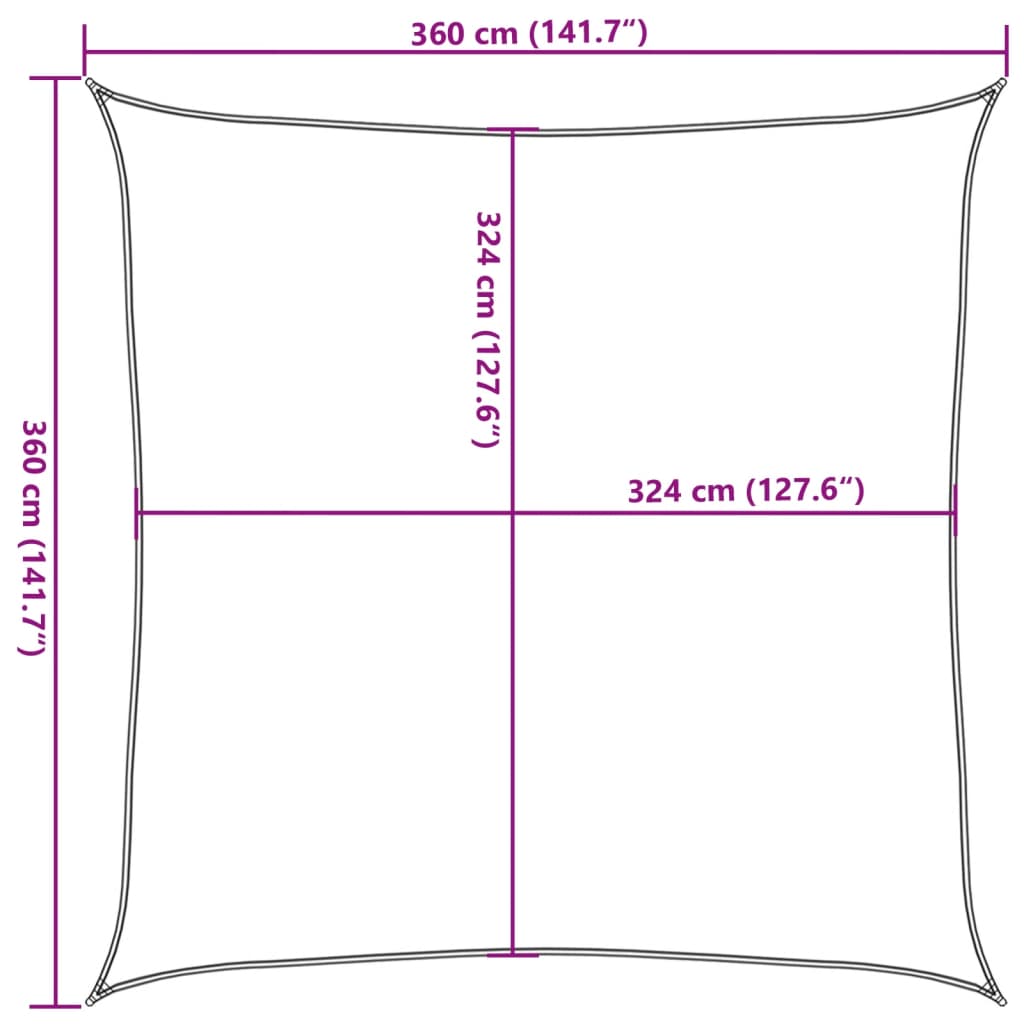 vidaXL Πανί Σκίασης Τετράγωνο Αν. Γκρι 3,6x3,6 μ. από HDPE 160 γρ./μ²