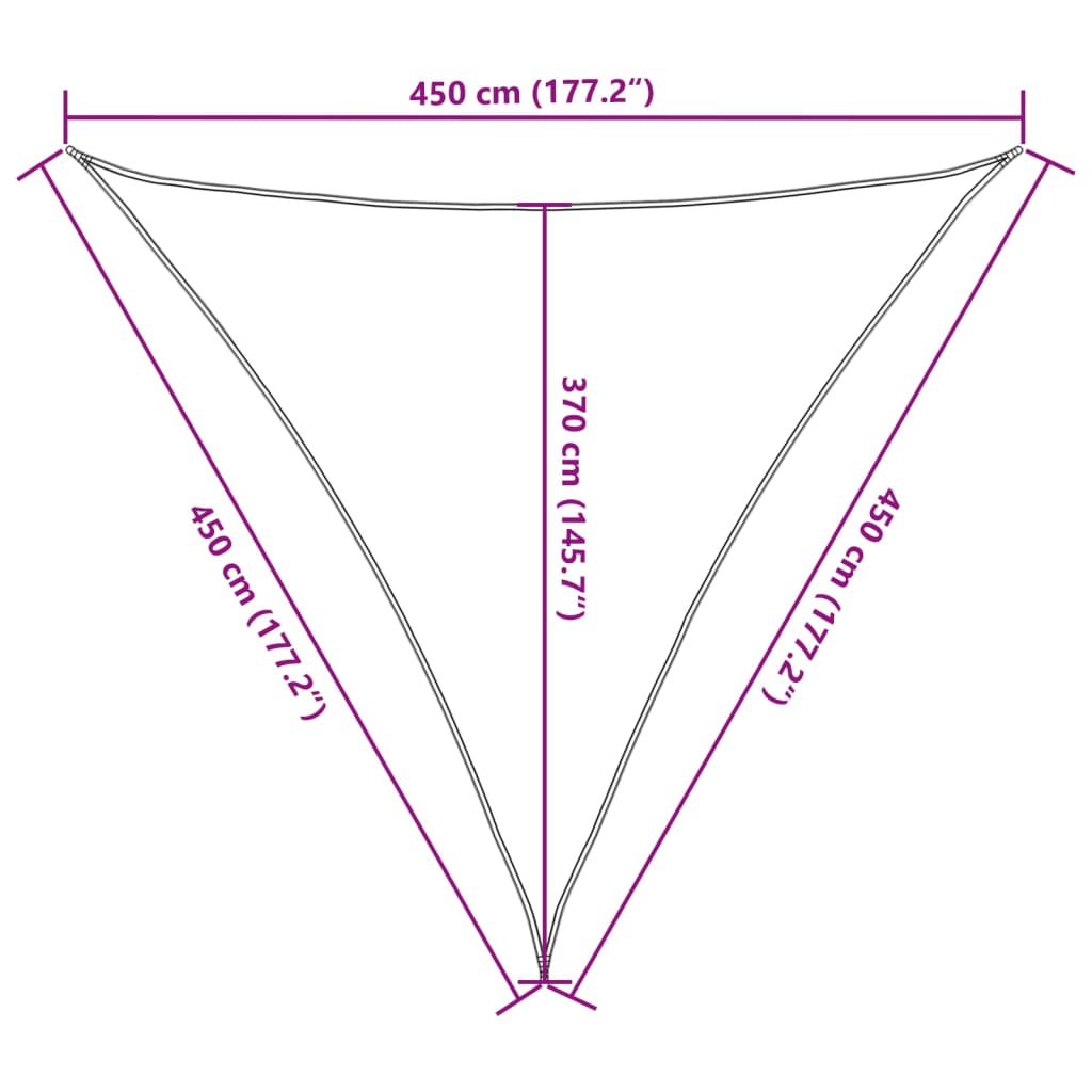 vidaXL Πανί Σκίασης 160 γρ./μ² Τριγωνικό Ανοιχτό Γκρι 4,5x4,5x4,5 μ. HDPE