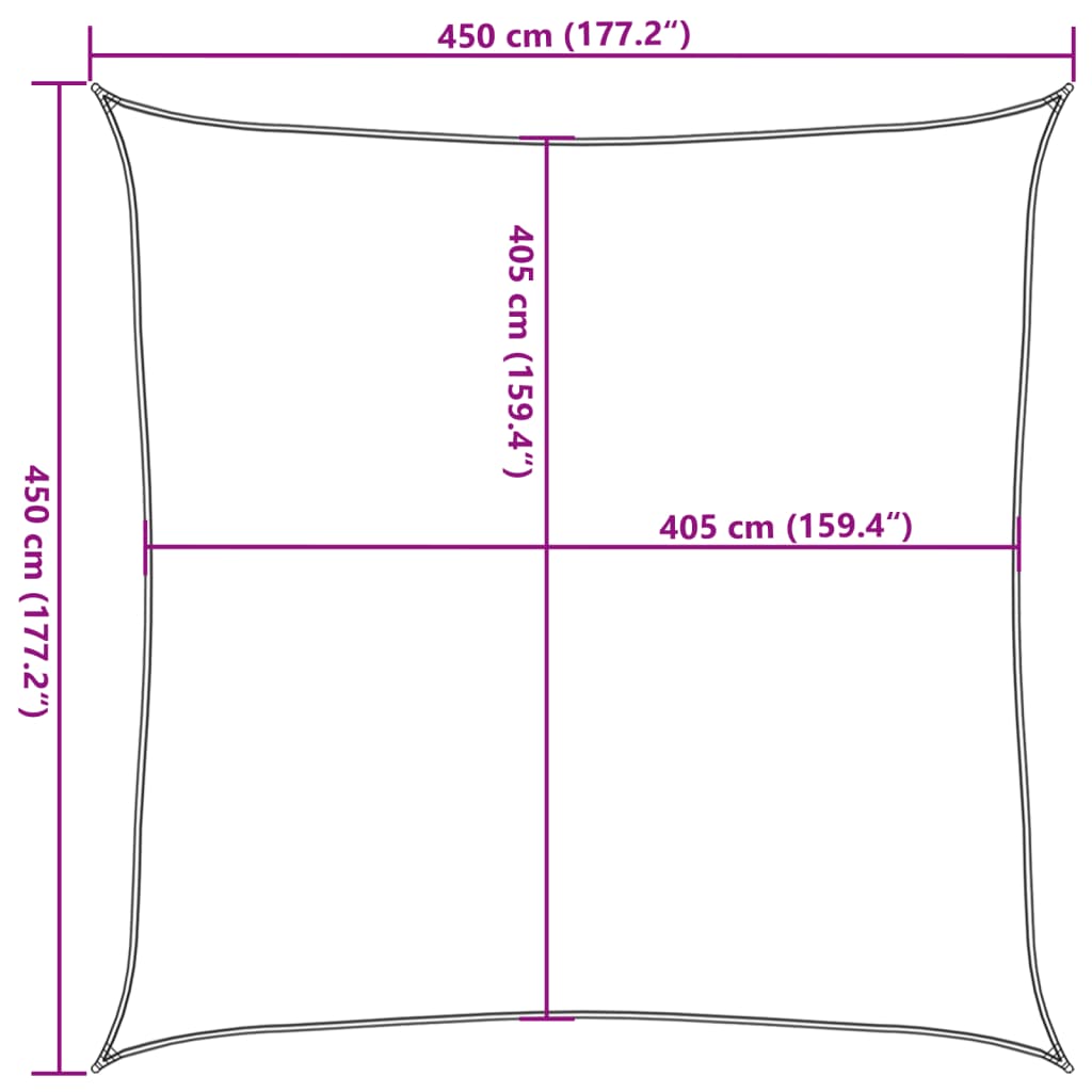 vidaXL Πανί Σκίασης Τετράγωνο Άμμου 4,5x4,5 μ. από HDPE 160 γρ./μ²