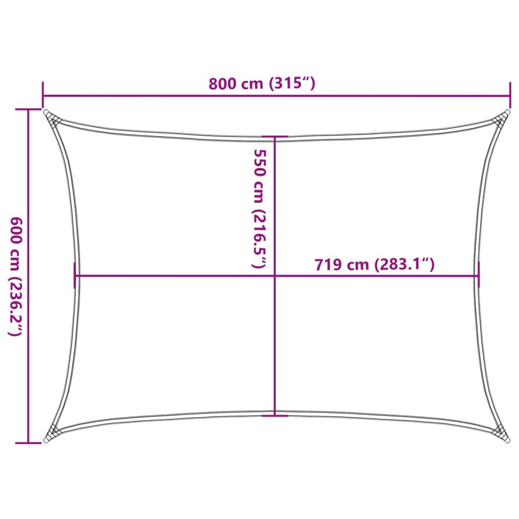 vidaXL Πανί Σκίασης Ορθογώνιο Άμμου 6x8 μ. HDPE 160 γρ./μ²