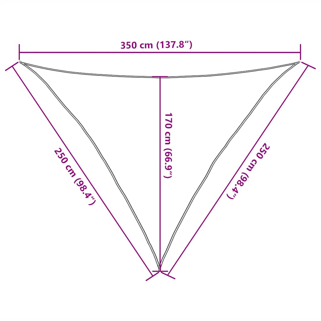 vidaXL Πανί Σκίασης 160 γρ./μ² Τριγωνικό Άμμος 2,5x2,5x3,5 μ. HDPE