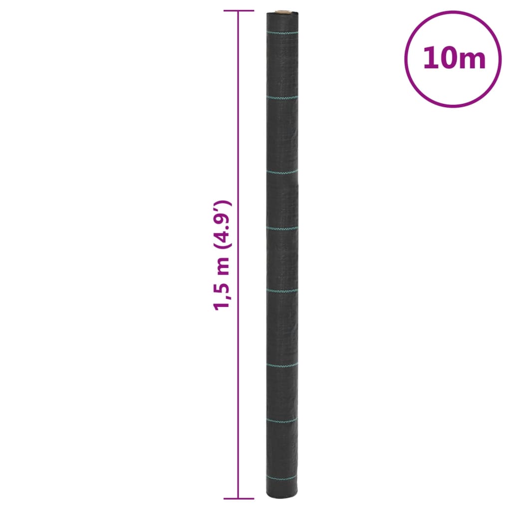vidaXL Μεμβράνη Εδαφοκάλυψης Μαύρη 1,5x10 μ. από Πολυπροπυλένιο