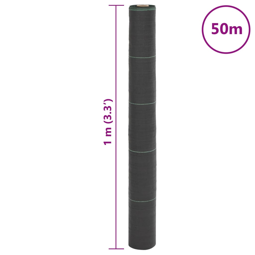 vidaXL Μεμβράνη Εδαφοκάλυψης Μαύρη 1x50 μ. από Πολυπροπυλένιο