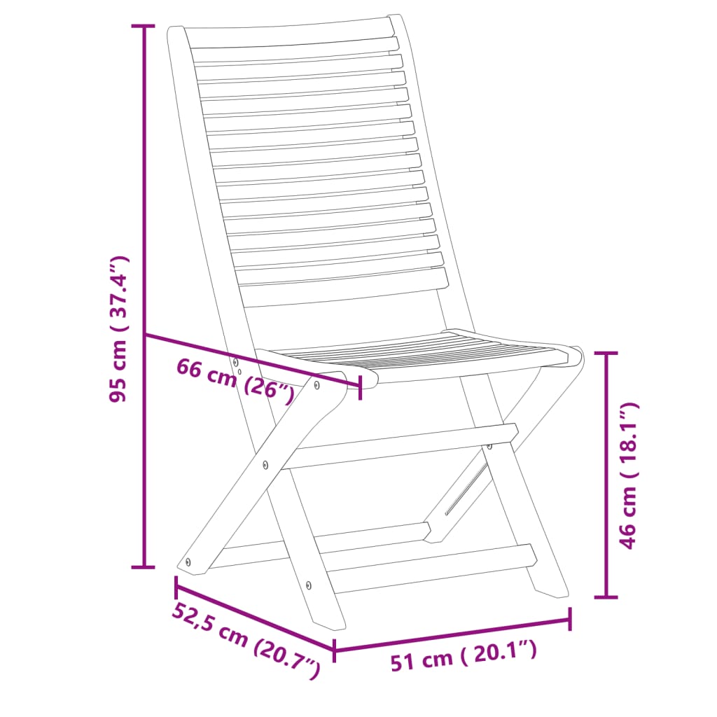 vidaXL Καρέκλες Κήπου Πτυσσόμενες 6 τεμ. 51x66x95 εκ. Μασίφ Ακακία