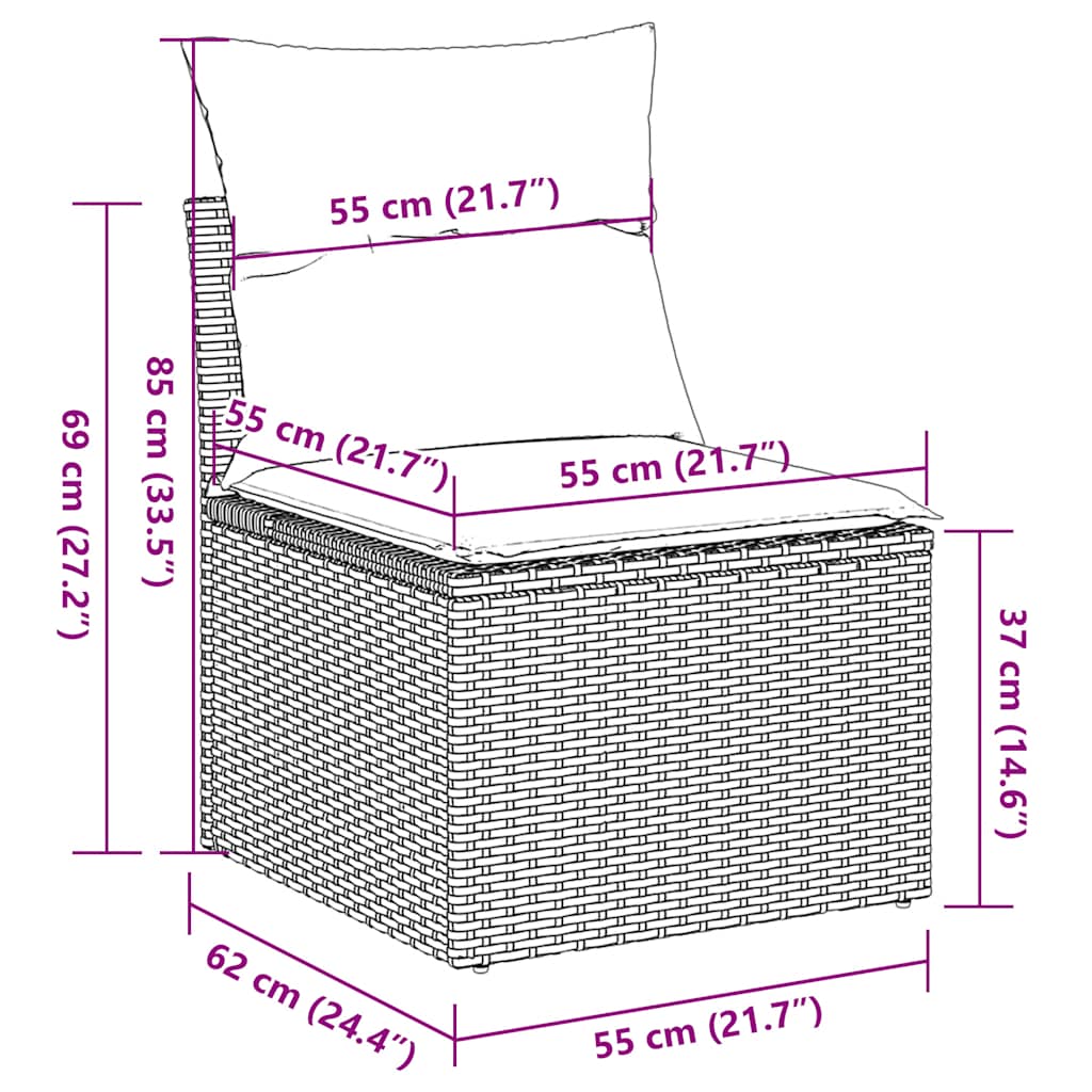 vidaXL Σαλόνι Κήπου Σετ 14 Τεμαχίων με Μαξιλάρια Μαύρο Συνθετικό Ρατάν