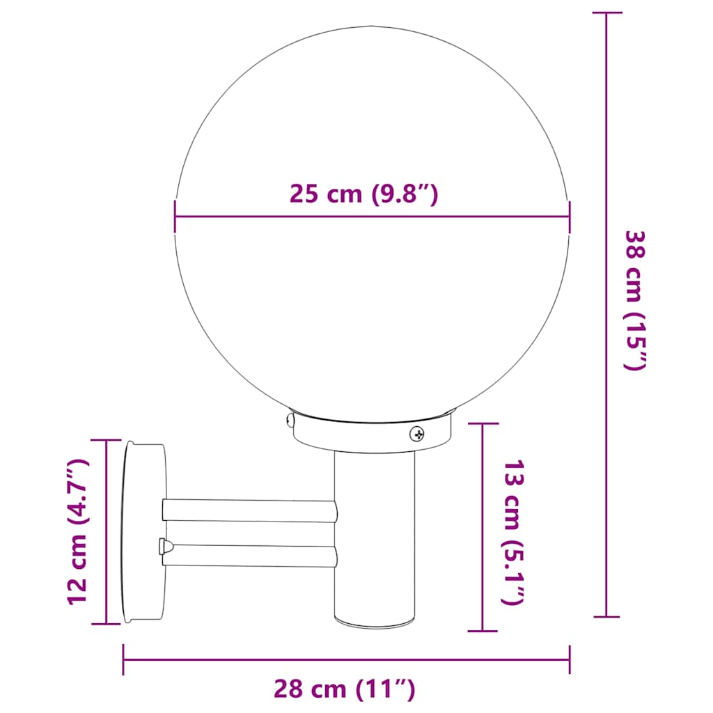 vidaXL Εξωτερικά Φωτιστικά Τοίχου 2 pcs Ασημί 28 x 25 x 38 εκ