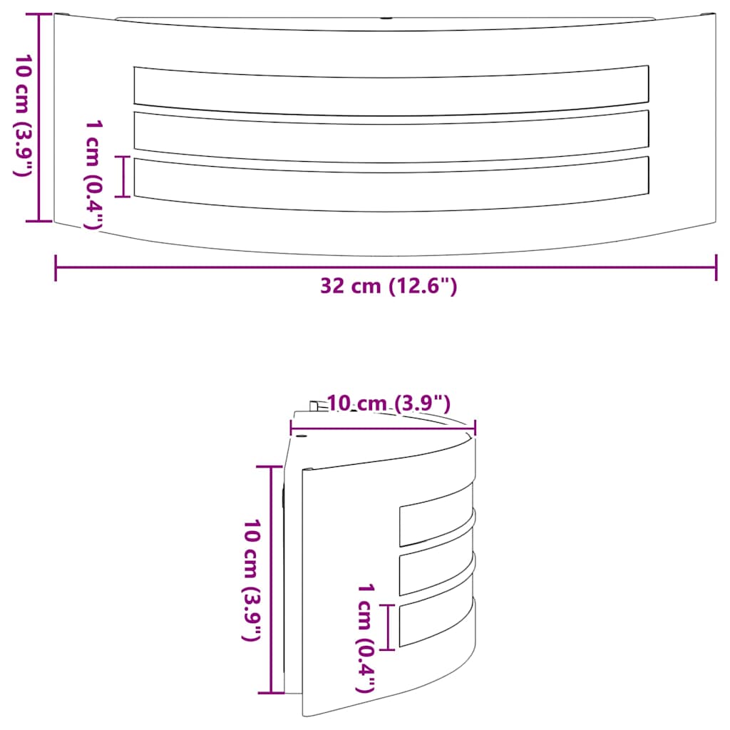 vidaXL Επιτοίχιο φωτιστικό εξωτερικού χώρου Μαύρο 32 x 10 x 10 εκ