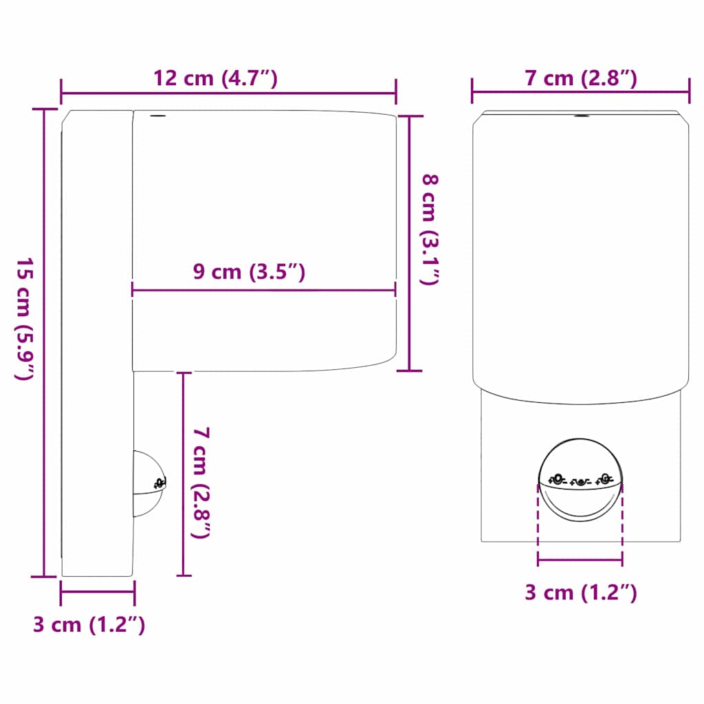 vidaXL Επιτοίχιο φωτιστικό εξωτερικού χώρου Μαύρο 12 x 7 x 15 εκ.