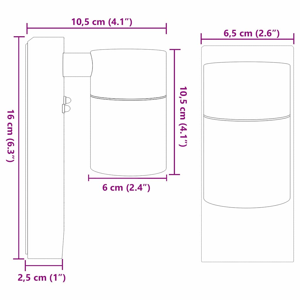 vidaXL Φωτιστικό Τοίχου Για Εξωτερικούς Χώρους Ασημί