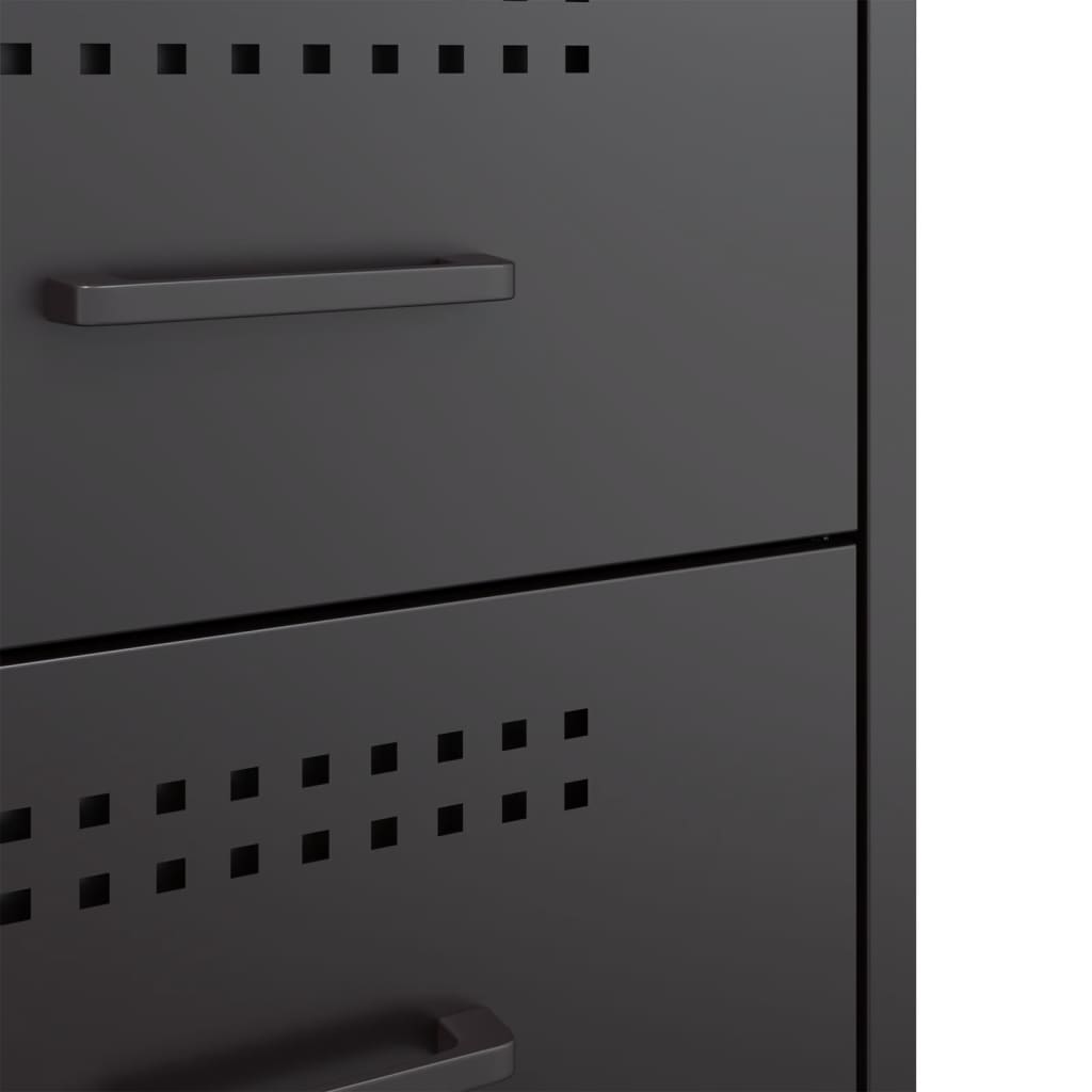 vidaXL Κομοδίνο Μαύρο 36x39x50,5 εκ. από Χάλυβα