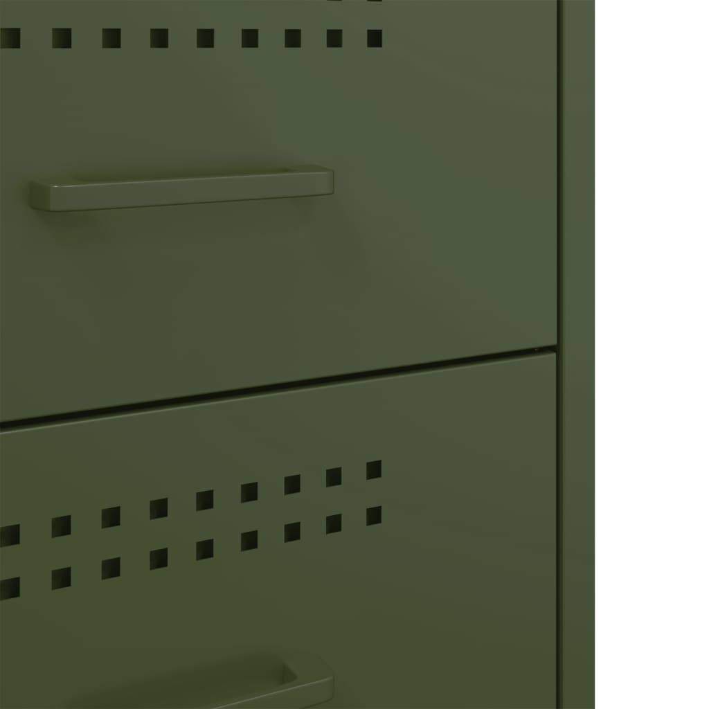 vidaXL Κομοδίνο Πράσινο Λαδί 36x39x50,5 εκ. από Χάλυβα