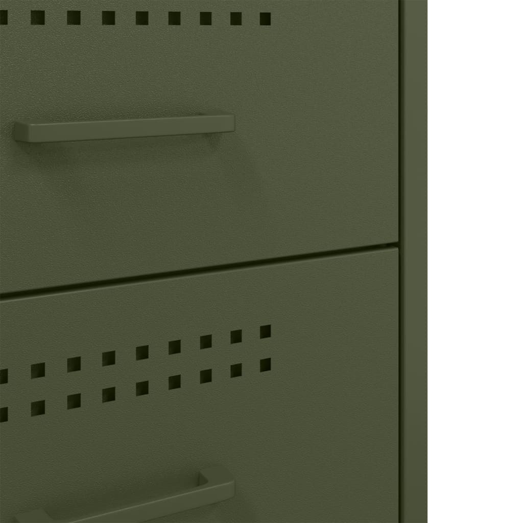vidaXL Κομοδίνο Πράσινο Λαδί 36x39x68 εκ. από Χάλυβα