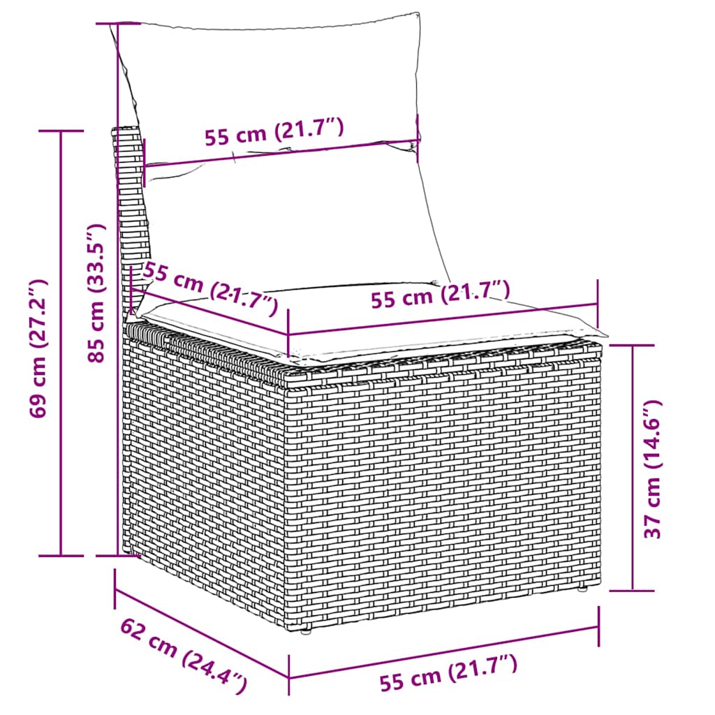 vidaXL Σαλόνι Κήπου Σετ 9 τεμ. Μπεζ Συνθετικό Ρατάν με Μαξιλάρια