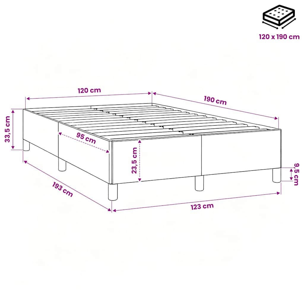 vidaXL Πλαίσιο Κρεβατιού χωρίς στρώμα Taupe 120x190 εκ. Υφασμάτινο