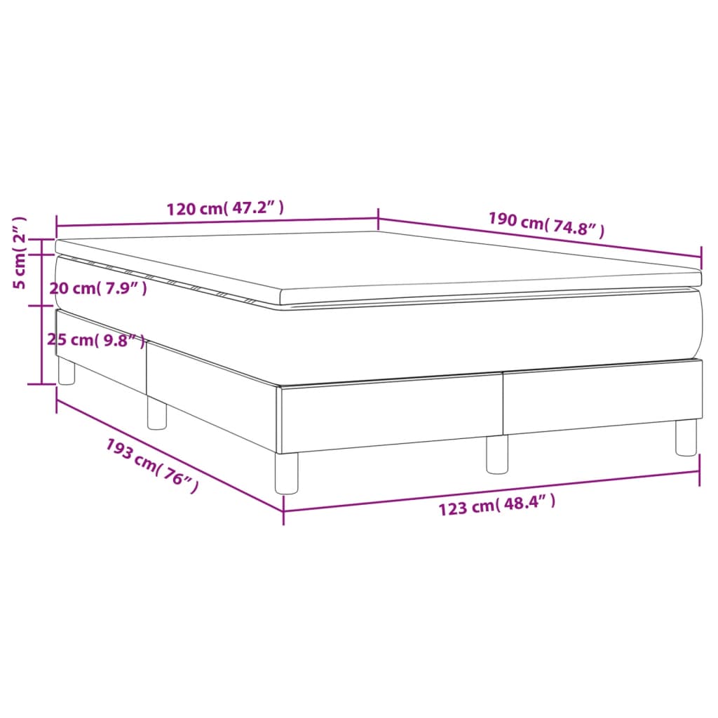 vidaXL Κρεβάτι Boxspring με Στρώμα Μπλε 120x190 εκ. Υφασμάτινο