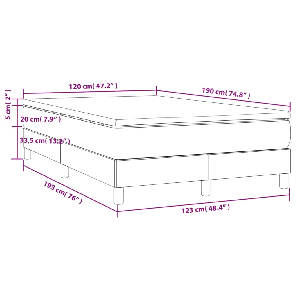 vidaXL Κρεβάτι Boxspring με Στρώμα Μπλε 120x190 εκ. Υφασμάτινο