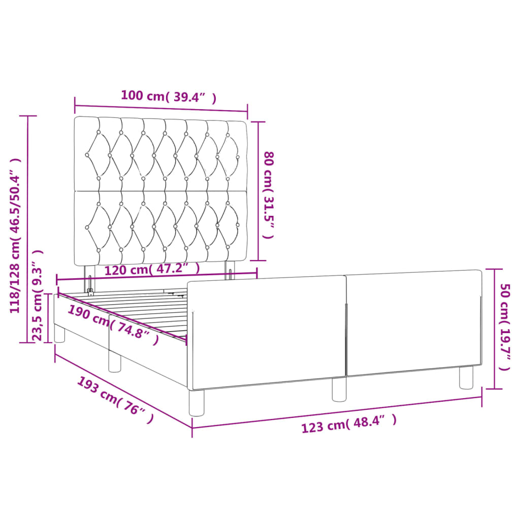 vidaXL Πλαίσιο Κρεβατιού χωρίς στρώμα Ροζ 120x190 εκ. Βελούδινο