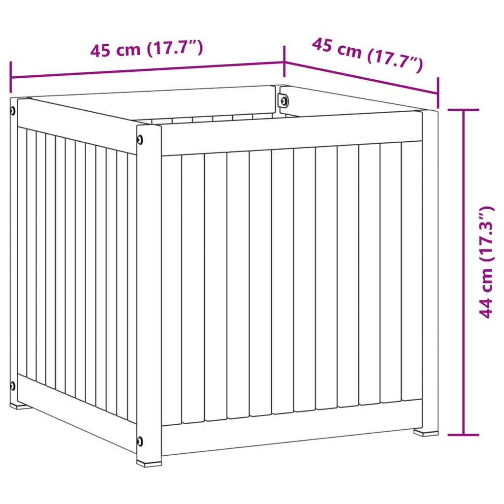 vidaXL Ζαρντινιέρα Κήπου 45x45x44 εκ. Μασίφ Ξύλο Ακακίας/Ατσάλι