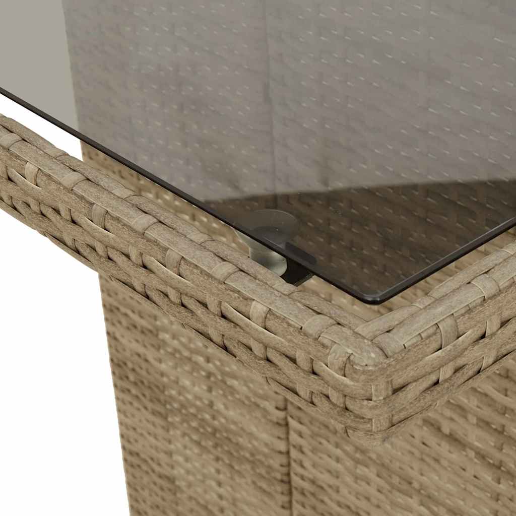 vidaXL Σέτ φαγητού για κήπο με μαξιλάρι 7 pcs Μπεζ συνθετικό ρατάν