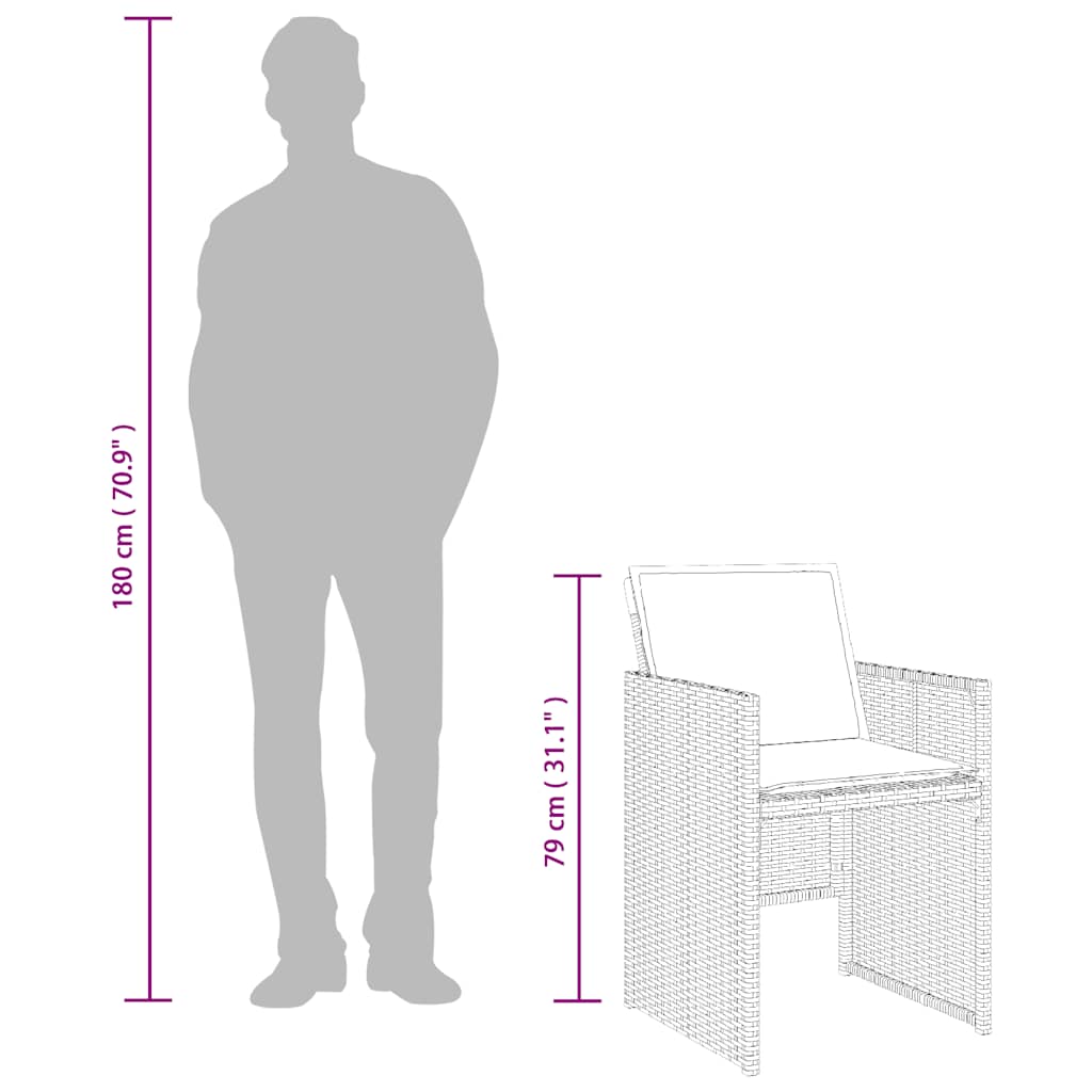 vidaXL Σετ Τραπεζαρίας Κήπου 9τεμ. Μικτό Μπεζ Συνθ. Ρατάν με Μαξιλάρια