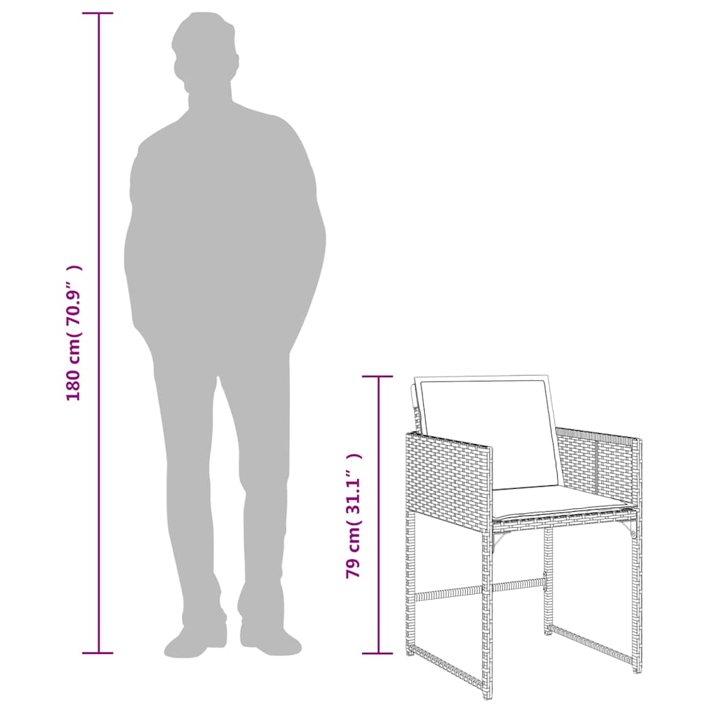 vidaXL Σετ Τραπεζαρίας Κήπου 17 τεμ. Γκρι από Συνθ. Ρατάν με Μαξιλάρια