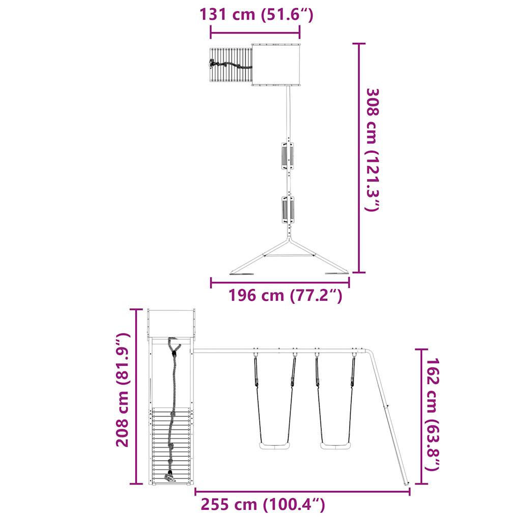 vidaXL Παιδική Χαρά Εξωτερικού Χώρου από Μασίφ Ξύλο Πεύκου