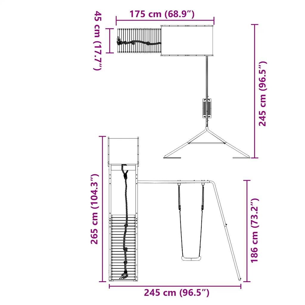 vidaXL Παιδική Χαρά Εξωτερικού Χώρου από Μασίφ Ξύλο Πεύκου
