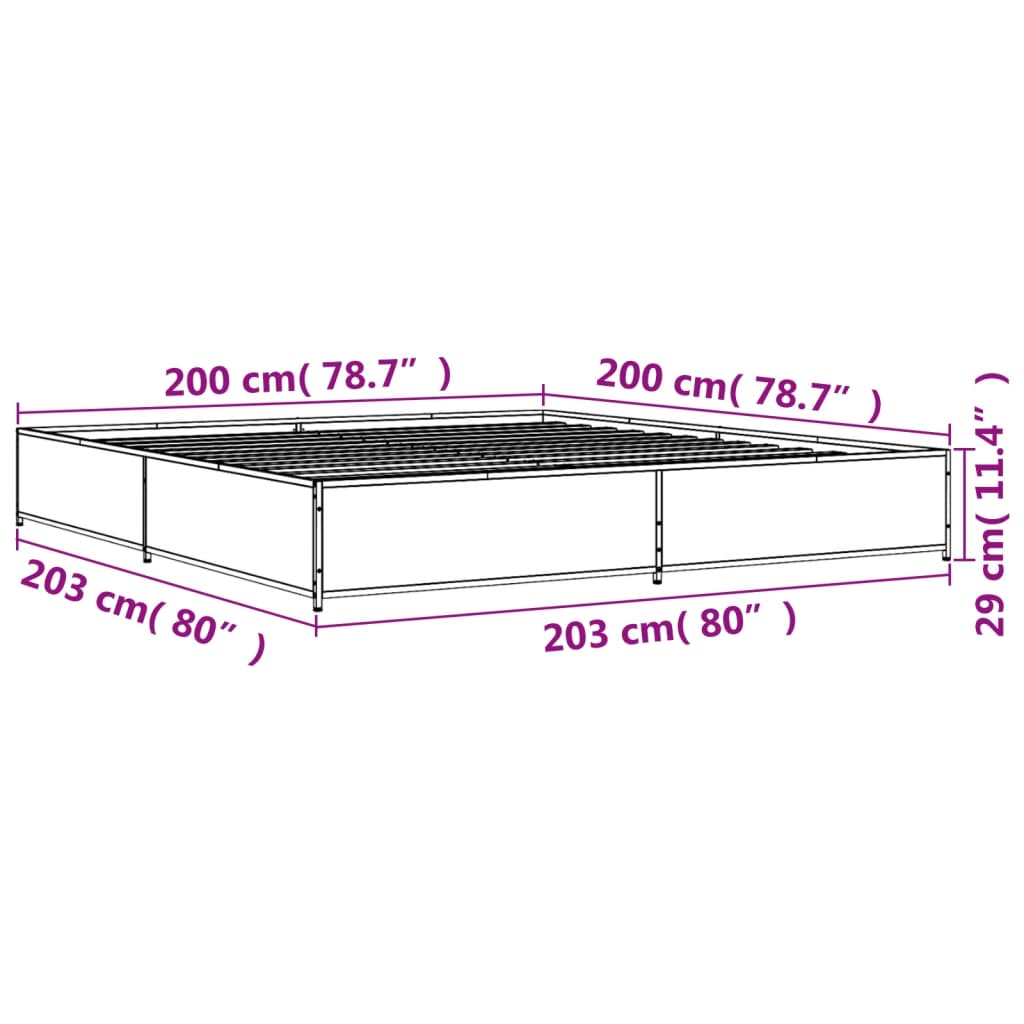 vidaXL Πλαίσιο Κρεβατιού Sonoma Δρυς 200x200 εκ. Επεξ. Ξύλο & Μέταλλο