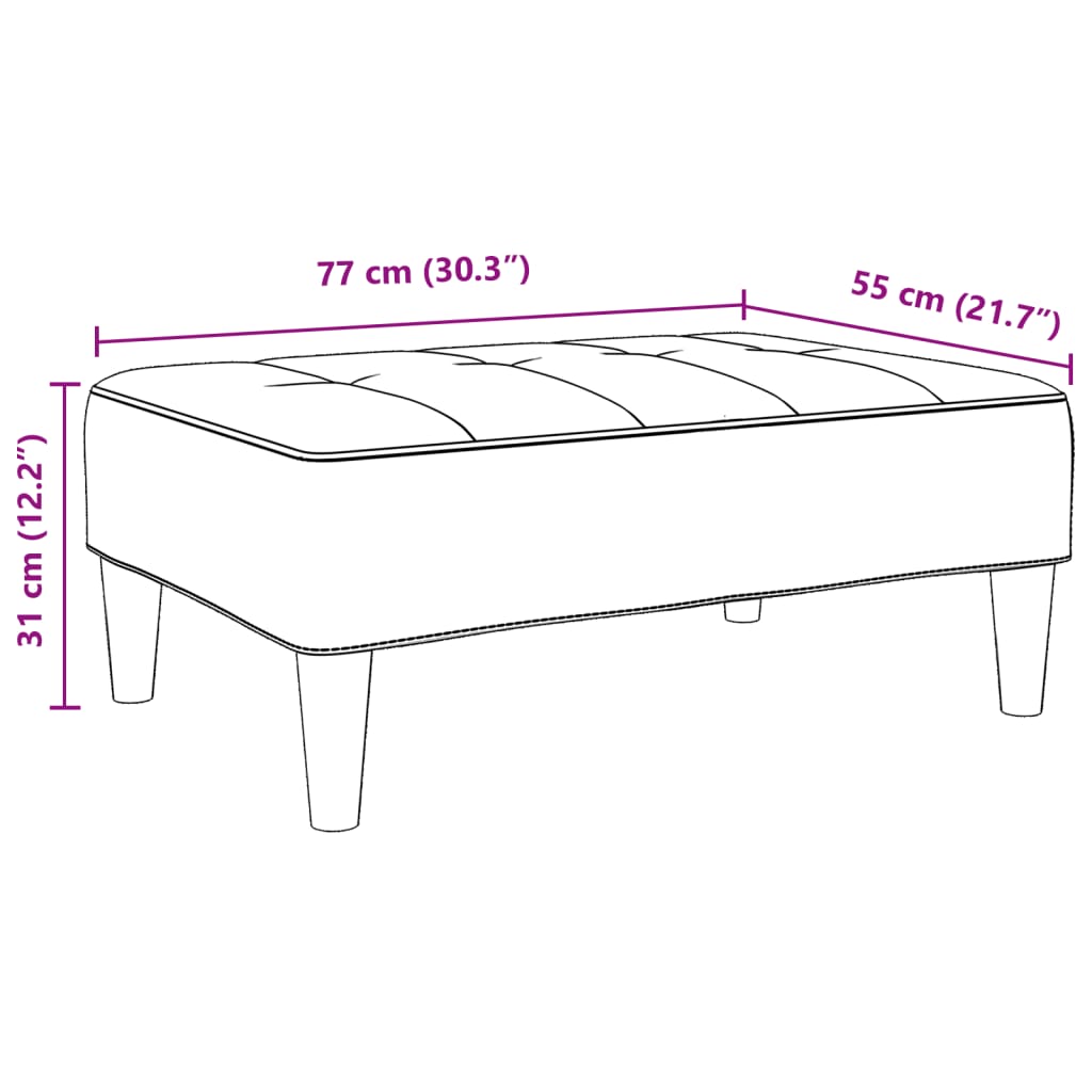 vidaXL Υποπόδιο Μαύρο 77x55x31 εκ. Βελούδινο