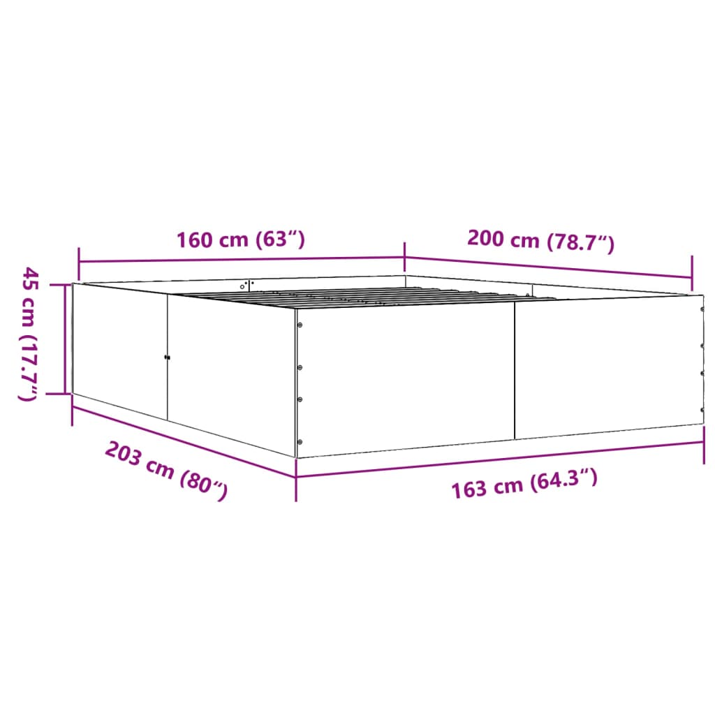 vidaXL Πλαίσιο Κρεβατιού Λευκό 160 x 200 εκ. από Επεξεργασμένο Ξύλο