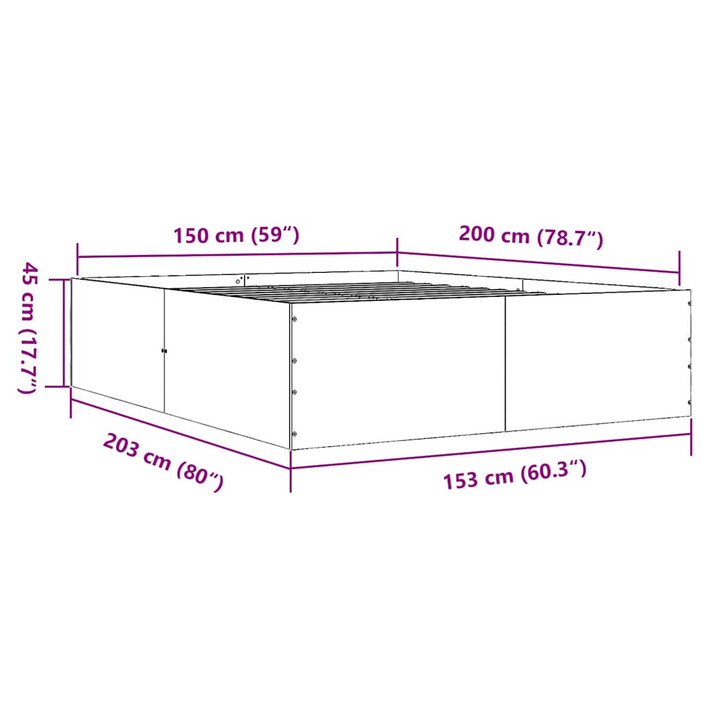 vidaXL Πλαίσιο Κρεβατιού Λευκό 150x200 εκ. Επεξεργασμένο Ξύλο