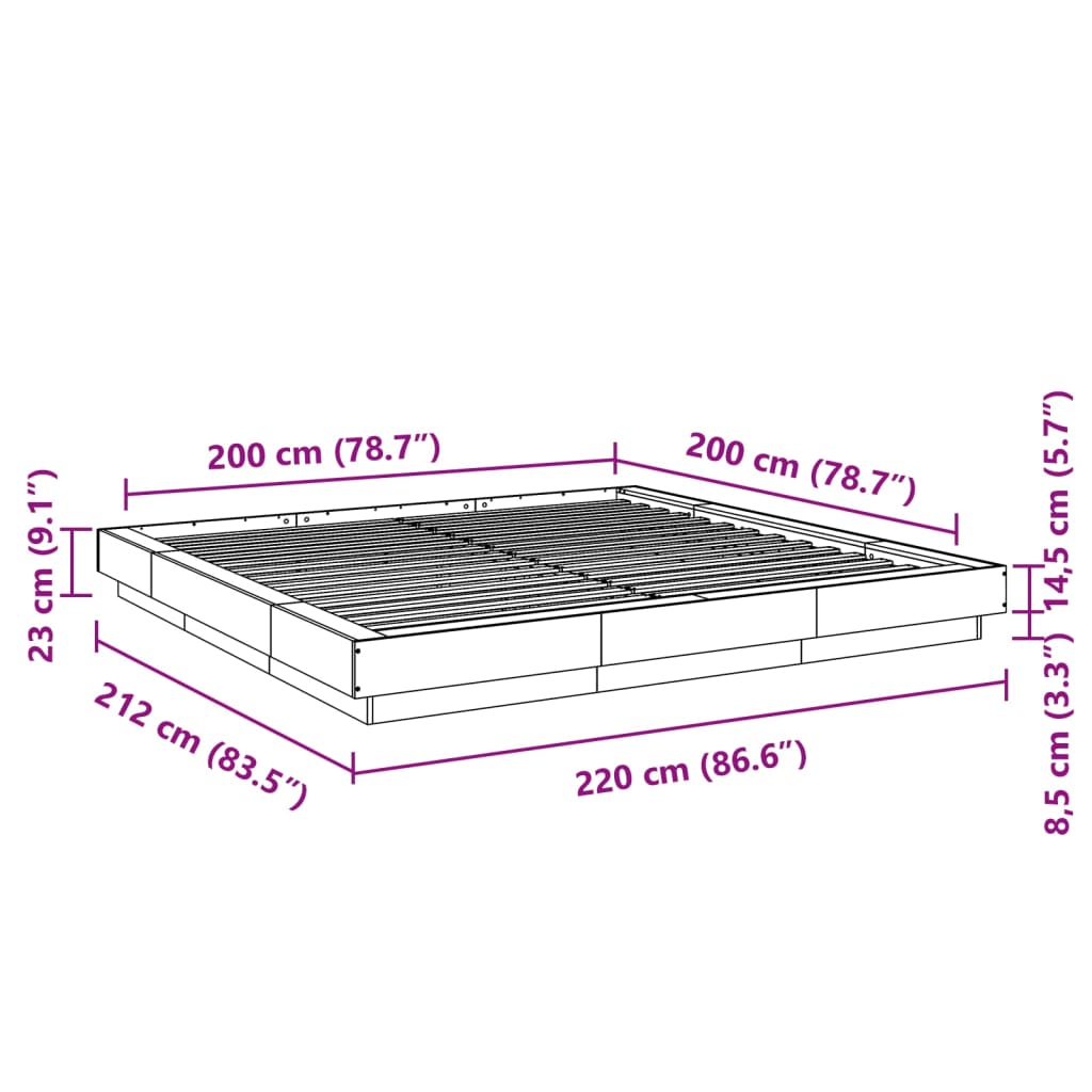 vidaXL Πλαίσιο Κρεβατιού Λευκό 200 x 200 εκ. από Επεξεργασμένο Ξύλο