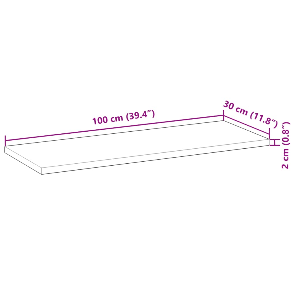 vidaXL Ράφι Πλωτό 100x30x2 εκ. από Μασίφ Ξύλο Ακακίας χωρίς Επεξεργασία