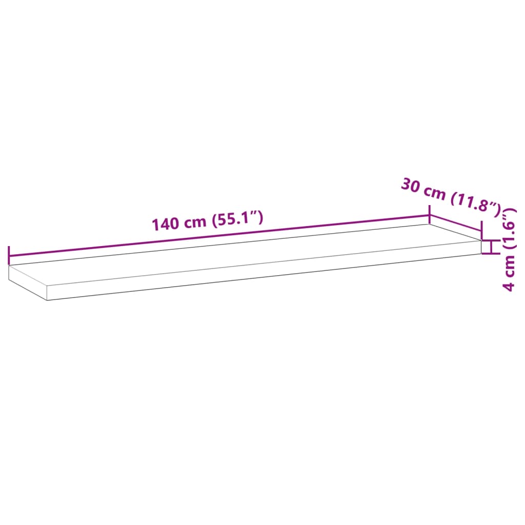 vidaXL Ράφι Κρεμαστό 140x30x4 εκ. Ακατέργαστο Μασίφ Ξύλο Ακακίας