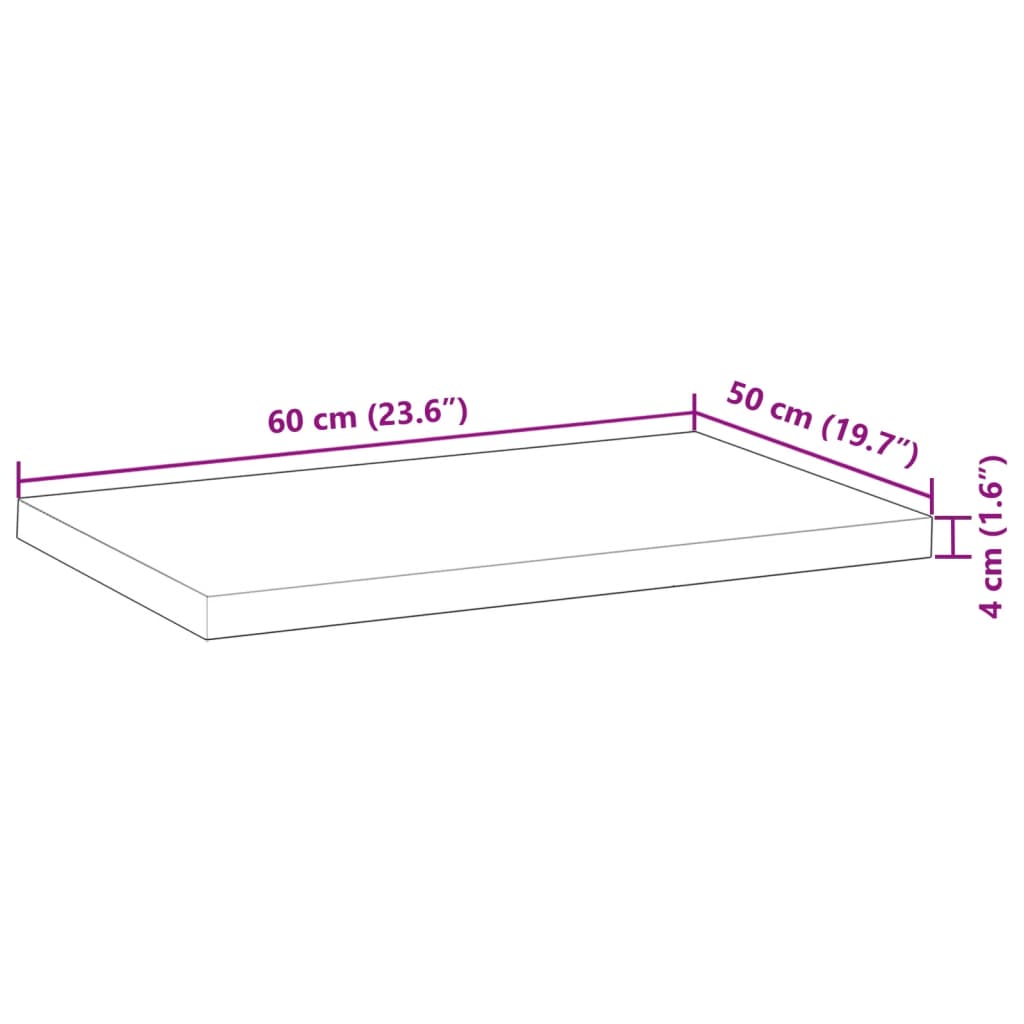 vidaXL Επιφάνεια Νιπτήρα Μπάνιου Ακατέργαστη 60x50x4 εκ. Μασίφ Ακακία