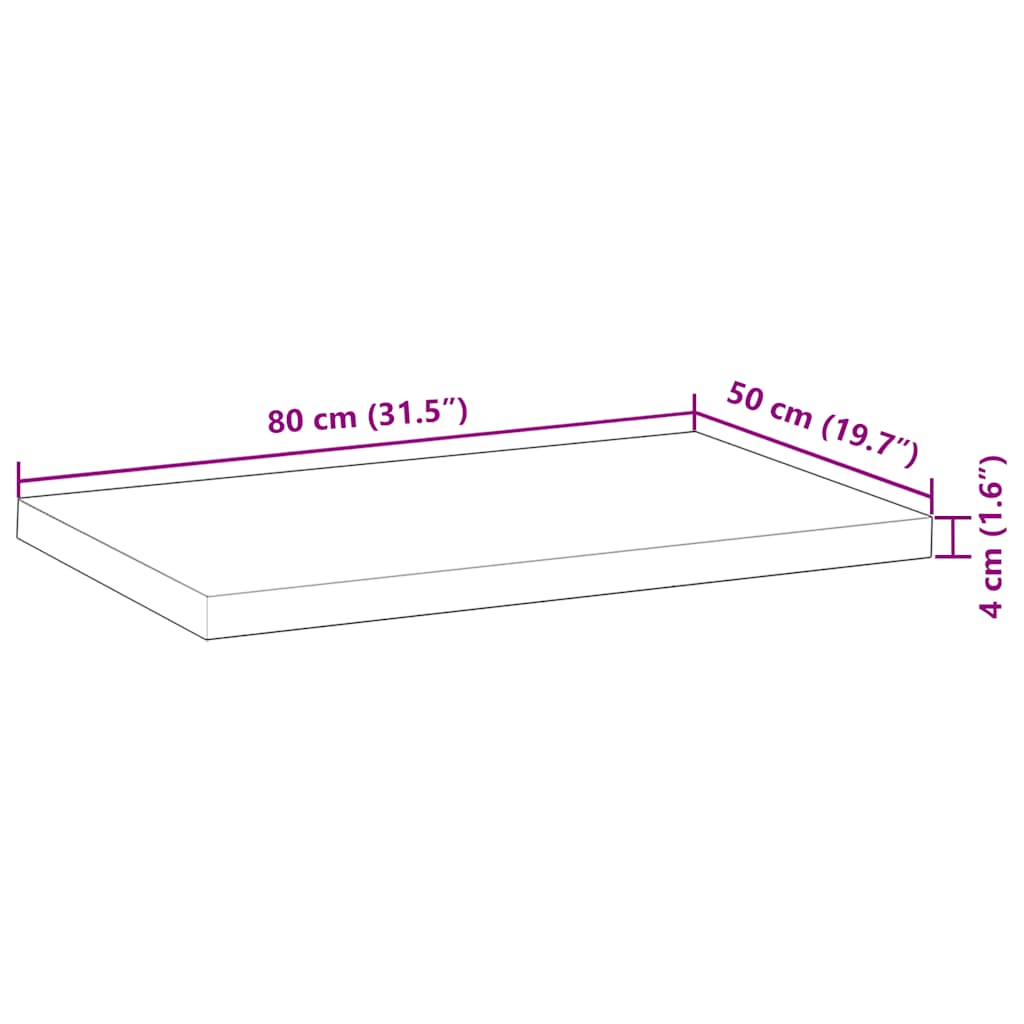 vidaXL Επιφάνεια Τραπεζιού 80x50x4 εκ. Μασίφ Ξύλο Ακακίας