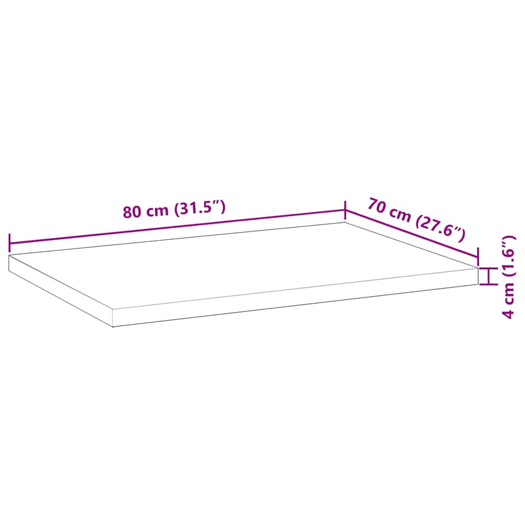 vidaXL Επιφάνεια Τραπεζιού 80x70x4 εκ. Μασίφ Ξύλο Ακακίας