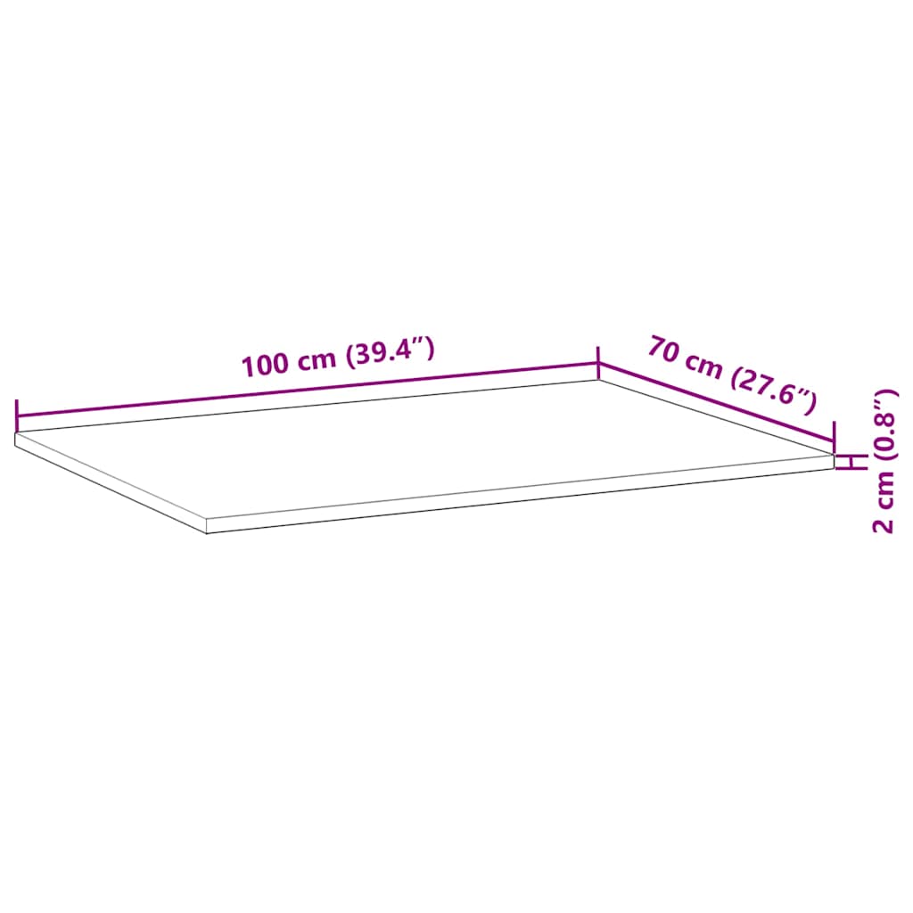 vidaXL Επιφάνεια Τραπεζιού Φιν. Λαδιού 100x70x2 εκ. Μασίφ Ξύλο Ακακίας