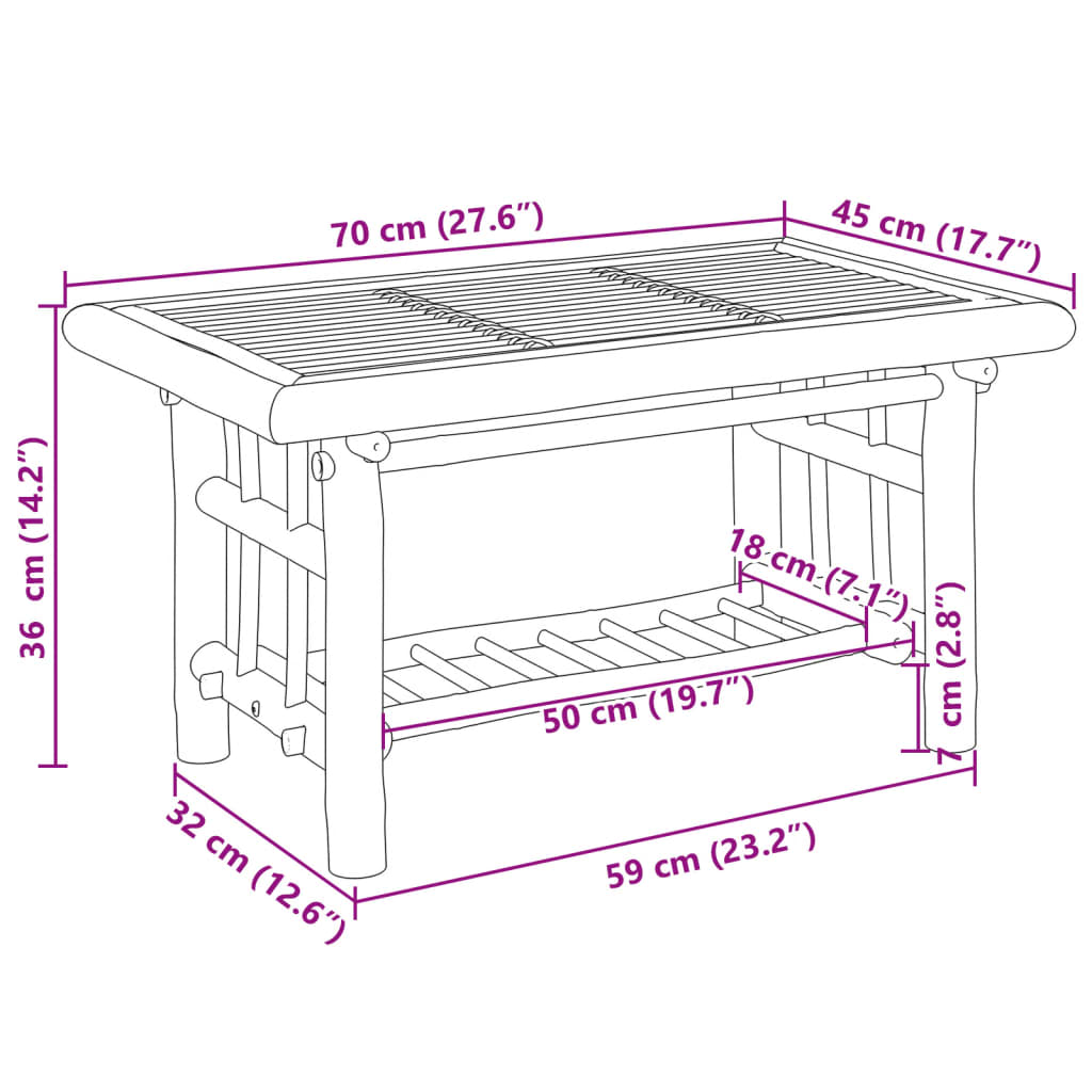 vidaXL Τραπεζάκι Σαλονιού 70 x 45 x 36 εκ. από Μπαμπού