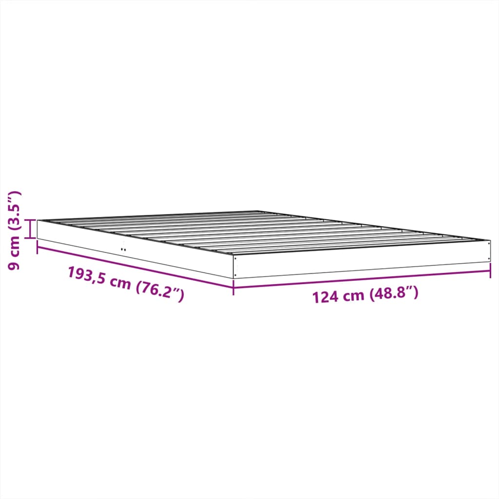 vidaXL Πλαίσιο Κρεβατιού Καφέ Κεριού 120x190 εκ. από Μασίφ Ξύλο Πεύκου