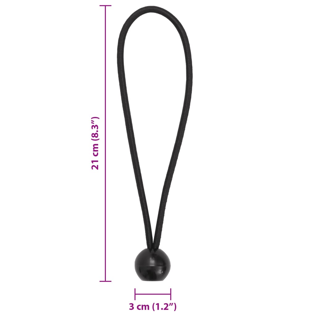 vidaXL Κορδόνια Ελαστικά Bungee με Μπάλα 25 τεμ. 21 x 0,5 εκ.