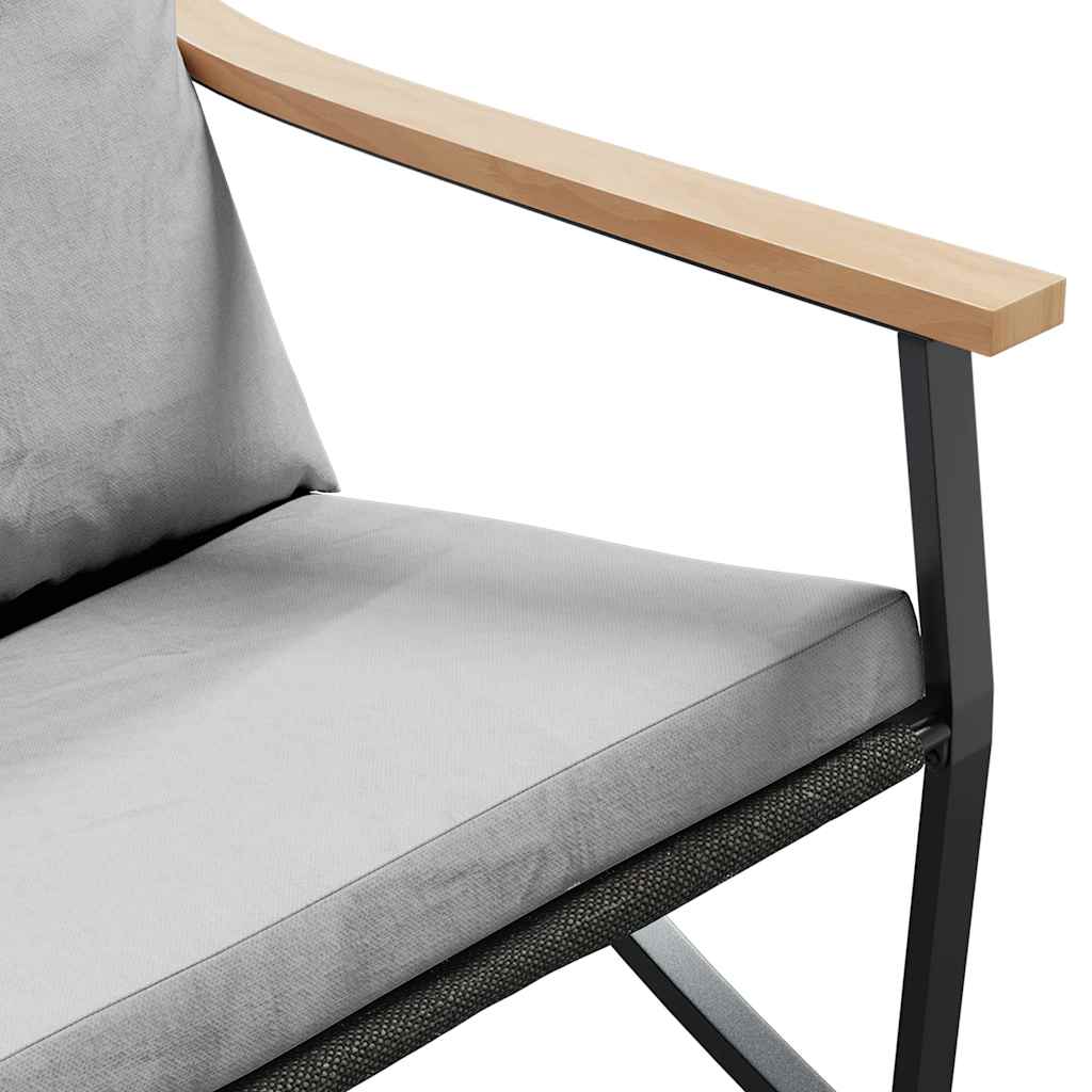 vidaXL Καρέκλες Κήπου 2 τεμ. Μαύρες με Μαξιλάρια