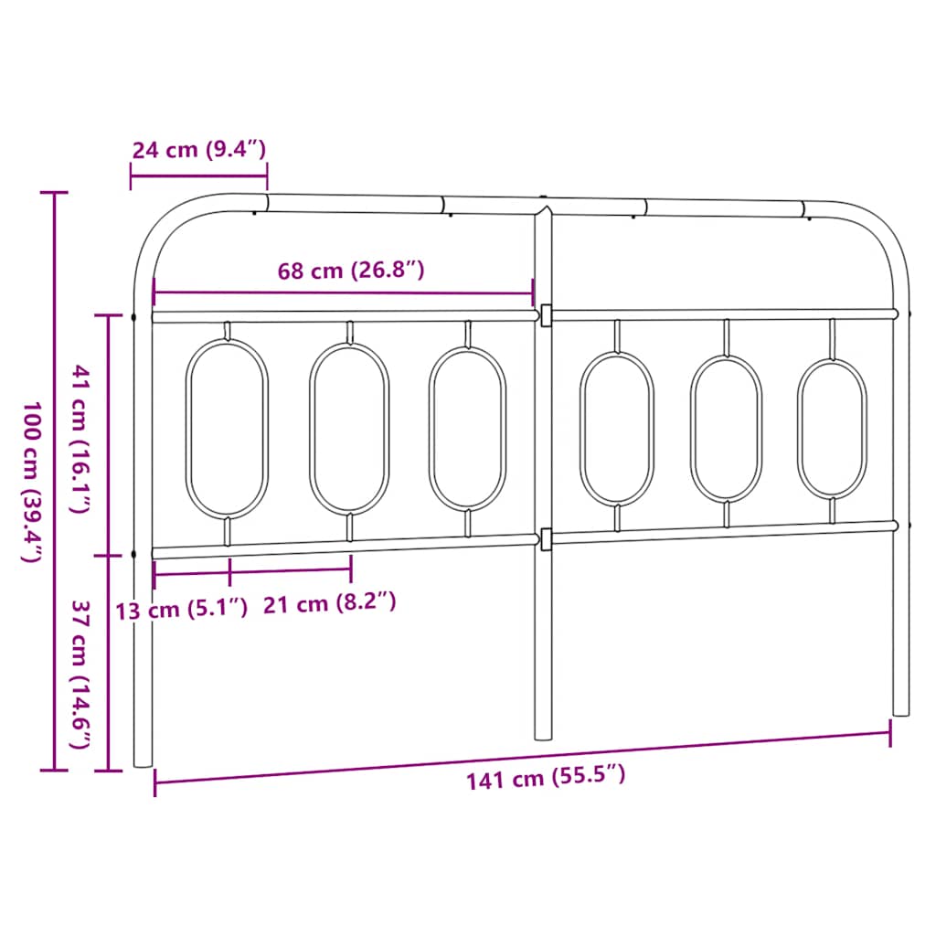 vidaXL Ανταλλακτικό κεφαλάρι Μαύρο 140 εκ. Μεταλλικό