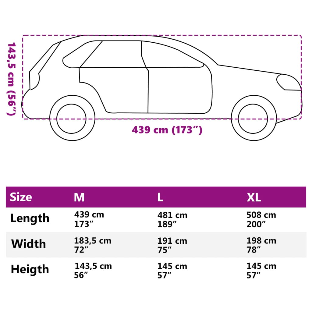 vidaXL Κουκούλα Αυτοκινήτου για SUV Γκρι Μ από Ύφασμα Non Woven