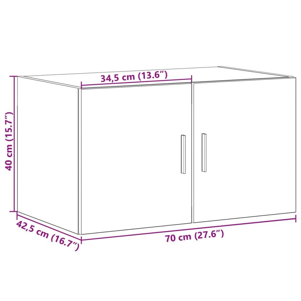 vidaXL Ντουλάπι Τοίχου Λευκό 70x42,5x40 εκ. από Επεξεργασμένο Ξύλο