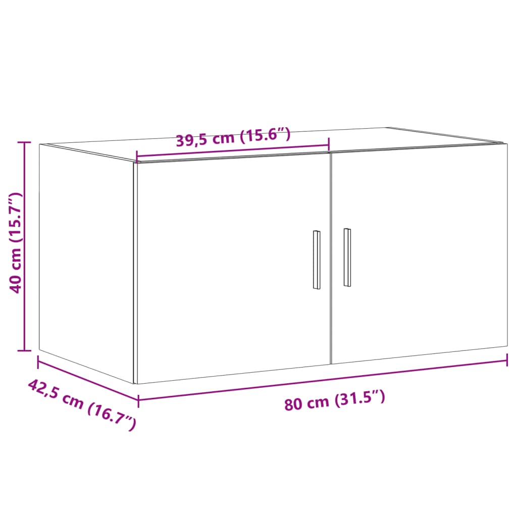 vidaXL Ντουλάπι Τοίχου Λευκό 80x42,5x40 εκ. Επεξεργασμένο Ξύλο