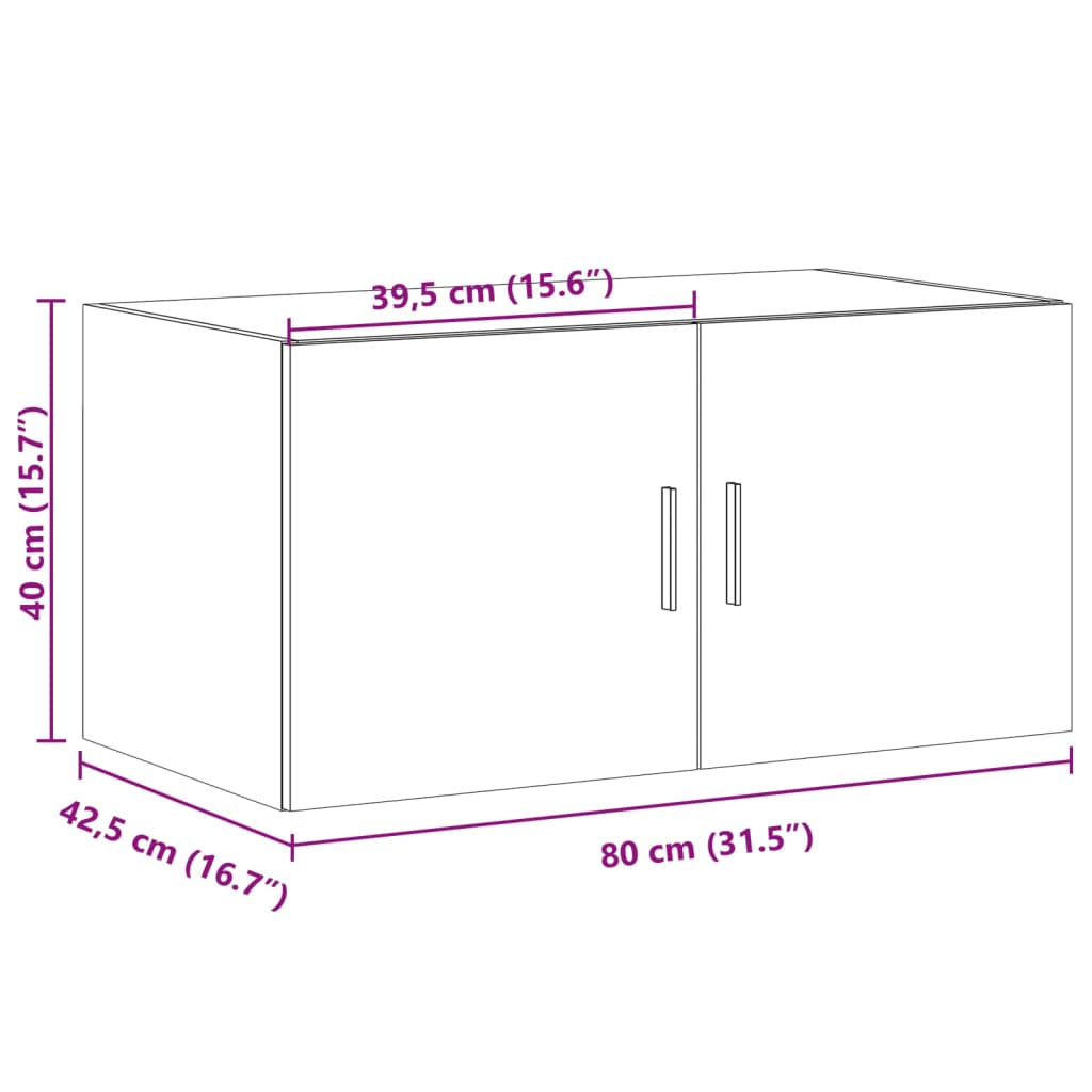 vidaXL Ντουλάπι Τοίχου Γκρι Σκυρ. 80x42,5x40 εκ. Επεξεργασμένο Ξύλο