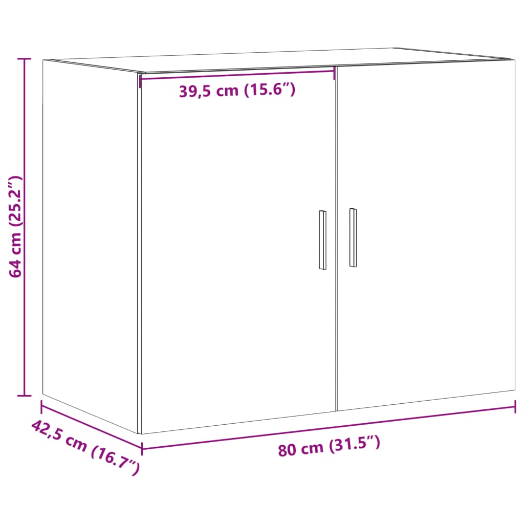 vidaXL Ντουλάπι Τοίχου Γκρι Sonoma 80x42,5x64 εκ. Επεξεργασμένο Ξύλο